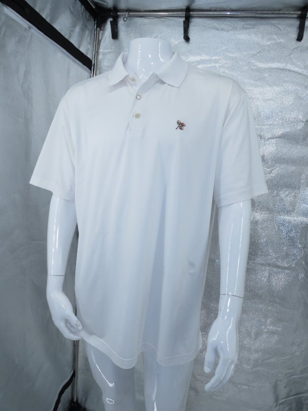 Peter Millar Summer Comfort Golf Polo Shirt White Large Mens Acorn Embroidered